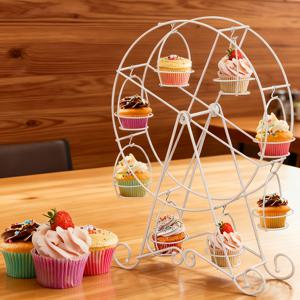 TEMU 컵케이크 스탠드, 디저트 서빙 트레이, 메탈 컵케이크 디스플레이 360도 회전 가능, 카니발 및 서커스 테마 파티 웨딩 파티 장식, 생일 케이크 파티 장식, 할로윈 및 크리스마스 데스크탑 장식 (화이트)