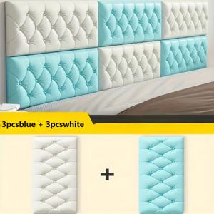 TEMU 6개입 접착식 충격방지 벽패널 타타미 매트 - 침실용, 펠 & 스틱 설치, 부드러운 백킹, 침대/헤드보드 패딩