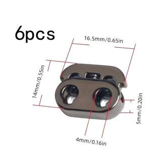 TEMU 6개입 다크 그레이 쉬운 조작 코드 버클 빠른 조절 모자 밴드 가방 액세서리 금속 소재 스프링 스토퍼 조절 가능 코드 스토퍼