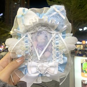 TEMU 탄미 가방 참, 애니메이션 카와이 카드 슬리브, , 수제 카드 홀더, 연예인 사진 장식용 카드 홀더, 애니메이션 굿즈, 플러시 고양이 귀 귀여운 리본 백팩 참, 레이스 카드 홀더, 애니메이션 카드 슬리브, 가방 장식용 참