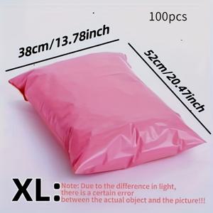 TEMU 100개입 두꺼운 딥 핑크 택배 봉투 - 두꺼운 PE 자체 밀봉 불투명 우편 포장 봉투, XXL~S 다양한 사이즈 옵션, 선물 포장, 물류 운송, 발렌타인데이 크리스마스 대량 패키지 우편 봉투에 적합
