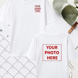 TEMU 남녀공용 사진 커스텀 티셔츠 - 통기성 좋은 반팔 크루넥 티 - 