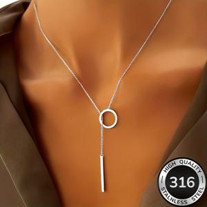 TEMU 바 Y-목걸이 | 골드/실버 펜던트 | 저자극성 스테인리스 스틸 | 퇴색 및 변색 방지 | 가벼운 럭셔리 액세서리, 출퇴근 및 데이트 | 고급스러운 Her | 다용도 우아한 주얼리 파티 및 직장