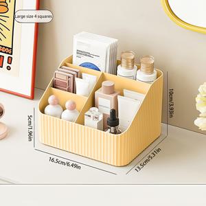 TEMU 3/4칸 화장품 보관 바구니, 플라스틱 욕실 액세서리 데스크탑 정리함, 투명 홈 & 기숙사용 화장대 보관함. 메이크업, 제품, 파운데이션, 립스틱, 아이라이너, 세럼, 크림 등 보관에 적합. 기념일, 크리스마스, 할로윈, 신학기, 결혼 시즌 등 친구와 가족을 위한 다용도 선물, 선반용 바구니