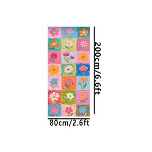 TEMU 1개 카펫 러그 - 파스텔 핑크 체크무늬 플로럴 패턴, 두께 0.8cm, 거실, 침실, 소파용 럭셔리 - 부드러운 섬유, 손세탁 전용, 대형 사이즈 가능