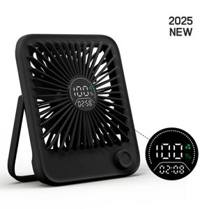 TEMU 스퀘어 미니 무선 휴대용 탁상용 선풍기 디지털 디스플레이 및 집/사무실/여행용 걸이형/세우기 디자인