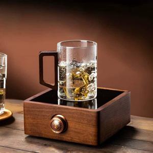 TEMU [1+1 세트] 감성 홈카페 우드 핸들 내열 유리컵 머그컵 2종 | 라떼 티타임 전용 투명 물컵 세트