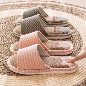 TEMU 남녀공용 고양이 발바닥 린넨 실내화 , 부드러운 밑창, 미끄럼 방지 편안함, 침실/거실/사무실용 슬립온 디자인 - 미니멀한 단색 홈슈즈, 하우스슬리퍼