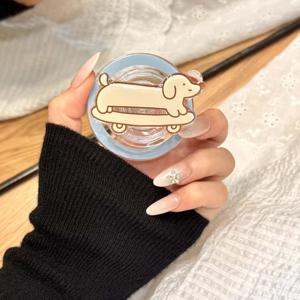 TEMU 귀여운 유화 스타일 블루 스케이트보드 강아지 마그네틱 휴대폰 거치대