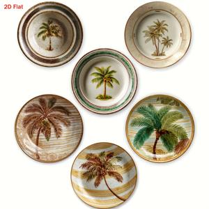 TEMU 2D 코코넛 나무 디자인의 나무 코스터 6개 세트. 가정, 카페, 사무실, 가족 모임, 크리스마스 선물, 장식용 테이블 매트, 스타일리시하고 내구성이 뛰어난 홈 데코에 적합합니다.