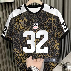 TEMU 남성 캐주얼 스타일리시 라운드넥 반팔 상의 프린트 티셔츠