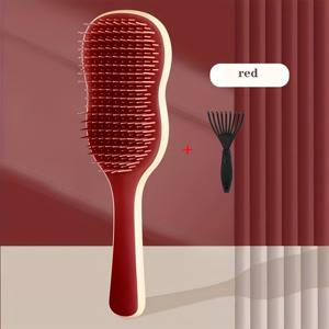 TEMU 2개 세트, 스무스글라이드 엉킴 방지 헤어 브러쉬 및 블랙 클리닝 브러쉬 | 부드러운 두피 마사지로 간편하게 엉킴 제거, 정전기 방지로 곱슬거림 없애는 광택, 일상적인 가정용으로 이상적, ABS 플라스틱 손잡이, 플라스틱 브러쉬 모