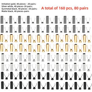 TEMU 160개 - 80쌍, 조절식 코드 끝이 있는 메탈 코드, 지갑용 코드 끝 액세서리, 높이 약 17mm, 내경 6mm. 지갑 제작, 의류 코드 조정, 신발끈 조정, 패셔너블한 가방 액세서리, 내구성 있는 의류 액세서리, 공구 없이 사용하기 쉬운 DIY 지갑 제작용품, DIY 지갑 제작에 적합