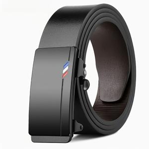 TEMU 남성용 천연 가죽 벨트, 남성용 천연 가죽 자동 버클 벨트, 데일리 의류 액세서리, 비즈니스 캐주얼 사이즈 조절 가죽 벨트