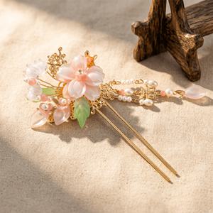 TEMU 중국 스타일 술 장식 꽃 머리핀, 여성용 클래식 난초 머리핀, 우아한 한 푸 액세서리, 전통 고대 의상 주얼리
