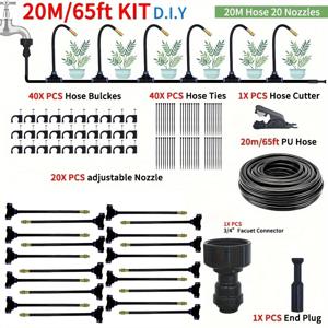 TEMU 5-20M 자유형 유도 범용 스프레이 키트 | 온실 정원 꽃 식물 물주기 관개 파티오 미스팅 냉각용, 플라스틱 재질, LDQ 브랜드