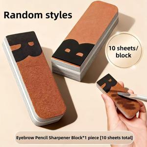 TEMU 휴대용 눈썹 연필깎이 종이 10개입 - 무딘 연필심을 빠르게 다듬을 수 있는 미세한 사포질감, 메이크업 파우치 필수 도구