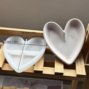 TEMU 레진 실리콘 몰드 신상 창의적인 하트 모양 실리콘 주형 DIY 선물 및 수공예 프로젝트용 주조 몰드 시멘트, 에폭시 수지, 석고 주얼리 보관 접시용 실리콘 몰드 석고 및 콘크리트 몰드 홈 데코