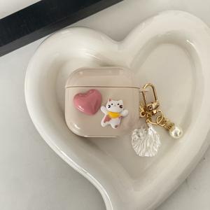 TEMU 러브캣 애플 에어팟 Spro 보호 커버, 애플 에어팟 S3 블루투스 이어폰 케이스용