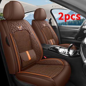 TEMU 2개 세트 PU 가죽 럭셔리 자동차 시트 커버, 운전석 및 조수석 커버 - 세단 및 SUV용 프론트 시트 보호커버 - 내구성, 편안함, 스타일리시한 픽업트럭용 차량 액세서리