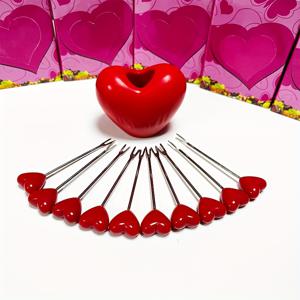 TEMU 하트 모양 스테인리스 스틸 디저트 포크 세트, 포크 10개와 보관대 1개 포함. 파티용 과일 포크, 디저트 포크, 케이크 포크, 간식용 식기로 적합. 크리스마스/발렌타인데이/새해/생일 선물로 완벽한 선택