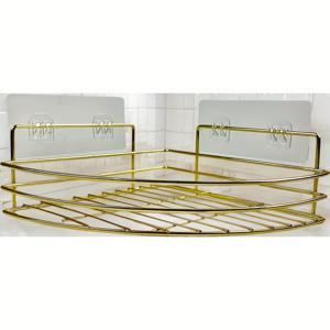 TEMU 코너 샤워용 4단 후크, 1층 스테인리스강 욕실 수납선반, 무드릴링 접착식 벽걸이 정리대 - 사각형 캐디 (화장실/기숙사/주방), 골든