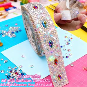 TEMU 1야드 자가 접착 무봉제 라인스톤 트림 테이프 - 쉬운 적용이 가능한 반짝이 DIY 공예 스트립, 단색 반짝임 장식용 (의류, 신발, 모자, 차량 내부, 휴일 선물 및 파티 장식용) (1야드 롤)