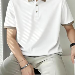 TEMU 피어슨 OBM 남성 골프 반팔 셔츠, 비즈니스 칼라 탑, 심플 패션 버튼, 라이트 비즈니스, 아웃도어 골프, 여름용