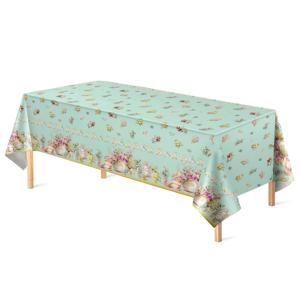 TEMU 티 파티 식탁보, 봄꽃무늬 플라스틱 식탁보, 54x108인치, 빈티지 티 파티 장식, 봄 정원 파티, 결혼식, 생일 파티 용품에 적합