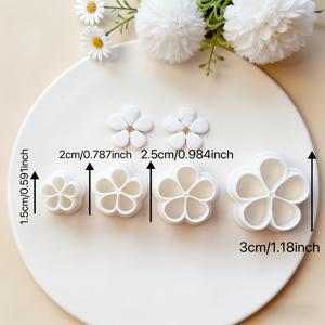 TEMU 꽃 모양 클레이 커팅 몰드 4개 세트 - 초보자용 플라스틱, 4가지 사이즈 봄꽃 & LOVE 테마 DIY 공예, 폴리머 클레이/세라믹용 몰드와 호환, 주얼리 제작, 귀걸이용, 어머니의 날, 부활절, 발렌타인데이 선물용