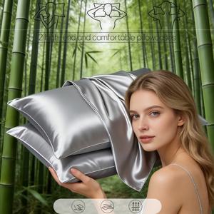 TEMU 봄, 여름에 적합: 스탠다드 침실 사이즈에 적합한 새틴 베개 커버 2개 세트. 이 주름 방지 새틴 베개 커버는 내구성이 뛰어나 가정 및 호텔 사용에 이상적입니다. 통기성이 좋고 시원하여 모든 계절에 적합합니다.