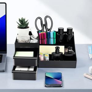 TEMU 남성용 플라스틱 조리대 정리대, 조절식 다중 수납칸 선반 포함 – 향수, 제품, 세면도구용 모던 그루밍 용품 수납함. 공간 절약형 화장대 정리함, 욕실 및 침실에 이상적. 남성을 위한 완벽한 선물, 진열대, 견고하고 내구성 있음