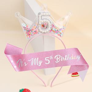 TEMU 2개 크라운 헤어밴드 & 숄 - 생일, 웨딩, 사진 소품용 - 반짝이는 숫자 파티 크라운, 나이를 표시하는 숫자 디자인, 가볍고 내구성 있는 헤어웨어, 파티 장식용