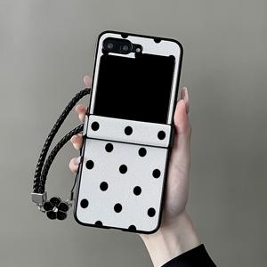 TEMU 휴대폰 케이스 - 폴카 도트 가죽 휴대폰 케이스 (목걸이 스트랩 포함), 스타일, 삼성 Z Flip 7 FE/Z Flip 7/Z Flip 6/Z Flip 5/Z Flip 4/Z Flip 3 폴더블폰 케이스에 적합