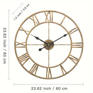 TEMU 빈티지 메탈 무소음 벽시계 - 라운드 모던 시계, 거실, 침실, 사무실용 - 조용한 무소음 장식용