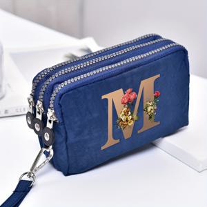 TEMU 패션 레터 프린트 솔리드 컬러 삼중 지퍼 여성 폰백 고품질 멀티포켓 지갑