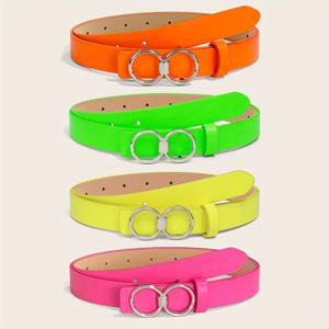 TEMU 여성 플러스 사이즈 벨트 스몰 벨트 4Pcss 세트 오렌지 그린 옐로우 핑크 4Pcss 벨트 세트 장식 허리 벨트 8자 버클 벨트 4줄 드레스 청바지 패션 벨트 골든 버클 4줄 캔디 컬러 밝은 패션 벨트 4줄