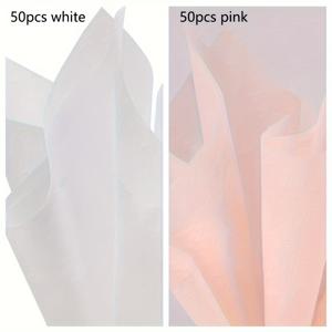 TEMU 100매 (흰색 50매 + 분홍색 50매) 꽃 포장지, 풀아웃 단색 포장 안감지, 꽃집 꽃 재료 선물 포장지, 웨딩 포장지, 크리스마스 포장지, 포장지