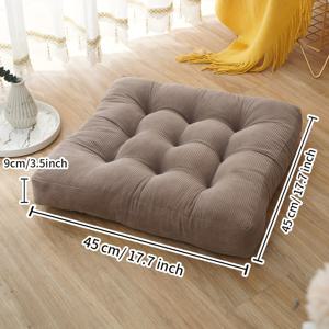 TEMU 코듀로이 사각형 도톰한 좌석 쿠션 1개, 손잡이가 있어 보관이 쉬운 사계절용 의자 패드, 부드러운 패딩 포함, 홈 데코, 식탁 의자 패드, 컴퓨터 의자 패드, 사무실 의자 패드 등에 적합