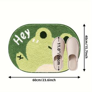 TEMU 다강 브랜드 제품입니다. 주의 요망. 만화 개구리 패턴 목욕 담요 1개 - 부드럽고 흡수성이 좋으며 세탁기 사용 가능 - 욕실 현관 매트, 미끄럼 방지 가정 사무실 침실 장식용 목욕 매트