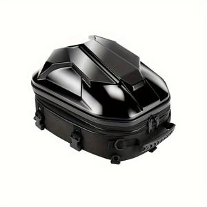 TEMU 블랙 카본 파이버 스타일 수하물 가방 - 내구성 있는 하드 쉘 방수 헬멧 백팩 - 모험 여행에 완벽, 안전한 후방 마운트, 스타일리시 투어 테일 박스 15L-20L