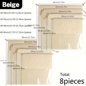 TEMU 8개 멀티 사이즈 가방 보관 백, 투명 창면 부직포 드로스트링 백, 핸드백 매장 포장 백, 신발 보관 백, 여행 의류 포장 백, 멀티 컬러 재사용 가능 옷장 보관 및 정리