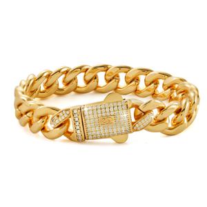 TEMU 마이애미 쿠바 링크 체인 팔찌 1개, 퀵 릴리스 걸쇠형 18K 골드 도금, 남녀공용 힙합 주얼리