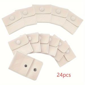 TEMU 12/24개 세트 스냅 잠금 벨벳 주얼리 파우치 - 반지, 팔찌, 목걸이, 귀걸이, 시계용 부드러운 벨벳 보관백 - 여행, 일상 사용 및 선물용 (12개 또는 24개)