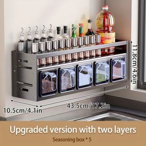 TEMU 벽걸이 가능한 향신료 보관 세트 - 스테인리스 스틸 재질, 조미료 용기, 향신료 상자, 주방 및 식사 공간에 적합한 선반 포함