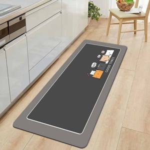 TEMU 스펀지 바닥 매트 2D 플랫 주방 러그, 회색 패턴 프린트 매트, 두꺼운, 미끄럼 방지, 내마모성, 주방, 거실, 현관, 발코니 및 홈 데코에 적합