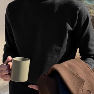 TEMU 남성용 스탠드 칼라 니트 풀오버 스웨터, 신상품 해외 직구 가을/겨울 보온 언더웨어 상의