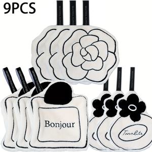 TEMU 9개 매달리는 손수건 세트 - 동백, 초흡수, 손세탁 전용, 빠른 건조, 두꺼운 부드러운 폴리에스터, 주방 및 욕실 장식용