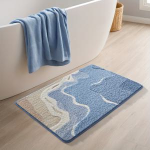 TEMU 욕실 러그 매트 1개, 해변 패턴 욕실 바닥 매트, 매우 부드럽고 흡수성이 뛰어난 욕실 러그, 욕실 바닥, 세면대, 욕조, 샤워실용 미끄럼 방지 편안한 욕실 매트