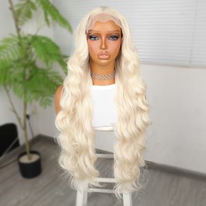 TEMU 시크한 베이지 바디 웨이브 레이스 프론트 가발 여성용 - 30인치 길이, 내열 합성 섬유, 자연스러운 느낌, 일상 착용에 완벽, 13X4, 이마 레이스, 다양한 인종에 적합